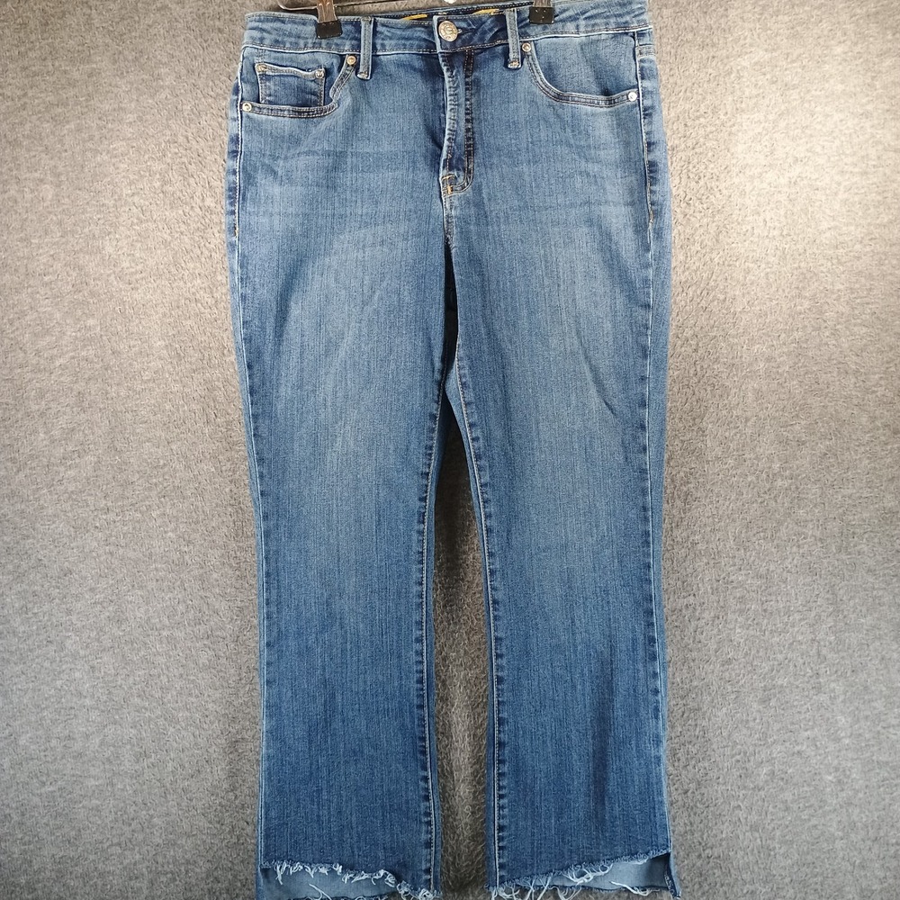 Seven7 Mahone High-Rise Cropped Straight Leg‎ Jeans Step Hem Womens 8 Distressed